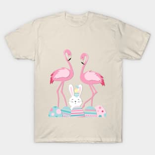 Funny Easter eggs, flamingo and bunny T-Shirt